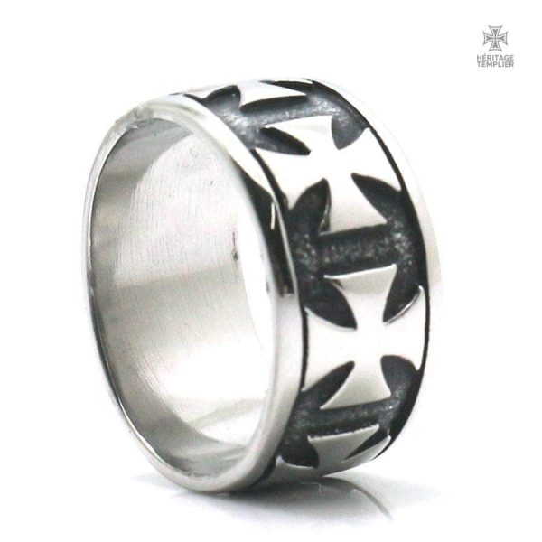 bague-templier-croix-multiple-1 Bague Templier Croix Multiple en métal argenté