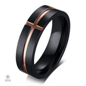 Bague Templier croix sacrée beige, bijou élégant et symbolique