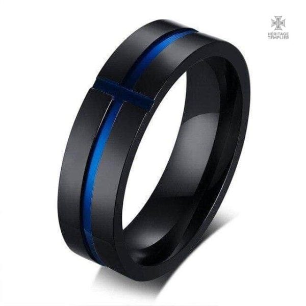 bague-templier-croix-sacree-bleue-1 Bague Templier Croix Sacrée Bleue en métal décoratif