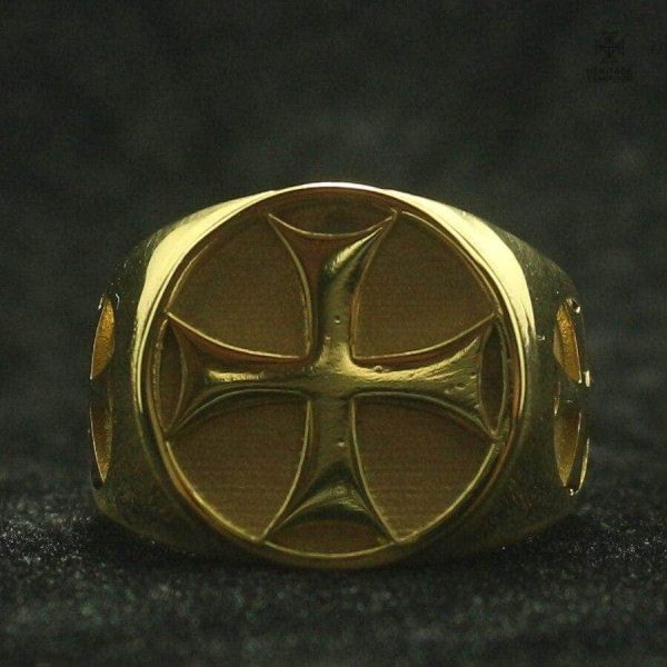 Bague Templière en or, emblème historique et raffiné
