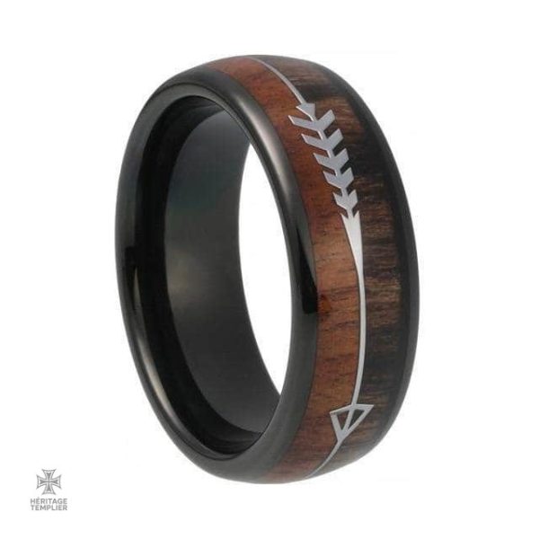 Bague noir inspirée des Templiers, motif flèche