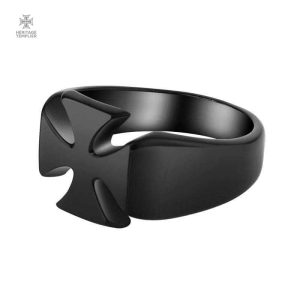 Bague Templière en noir, symbole de la foi guerrière