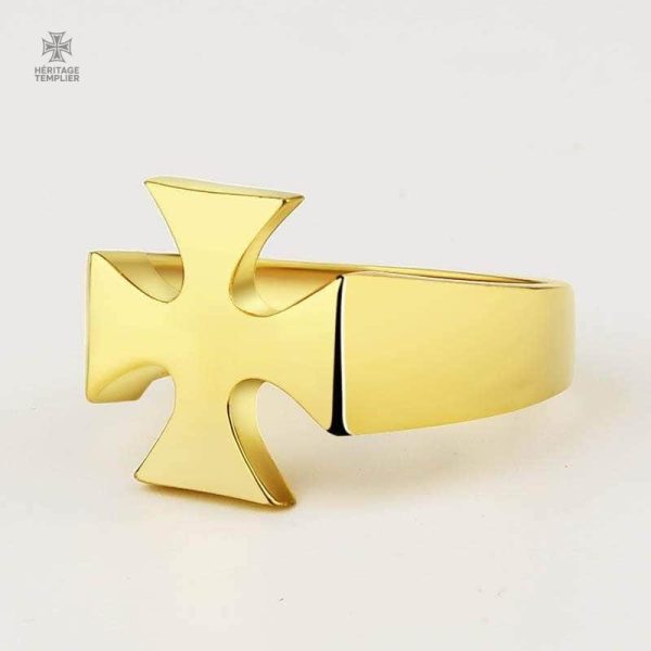Bague symbolique Templiers, style historique en or
