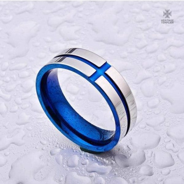 Bague bleue inspirée des Templiers Hugues de Payns