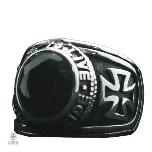 Bague Templier Live to Ride en noir
