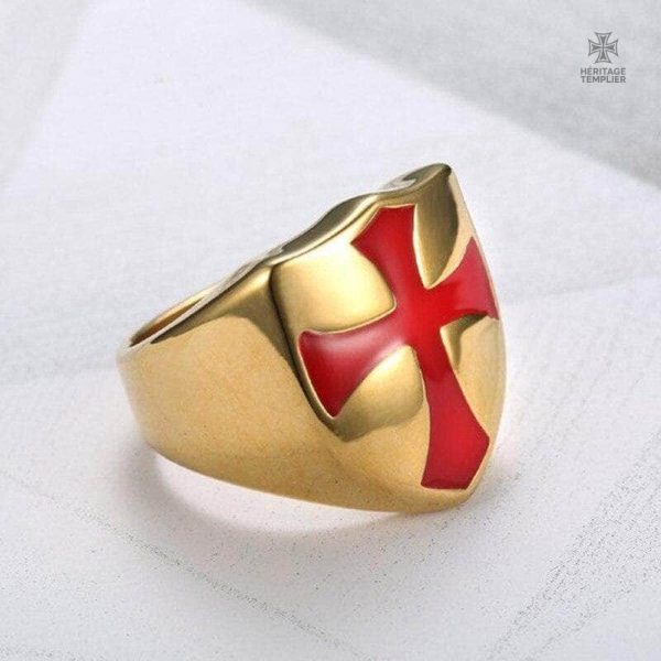 Chevalière Croix Templière en or, symbole de la chevalerie