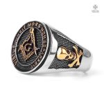 Bague Franc-Maçon avec devise maçonnique en or