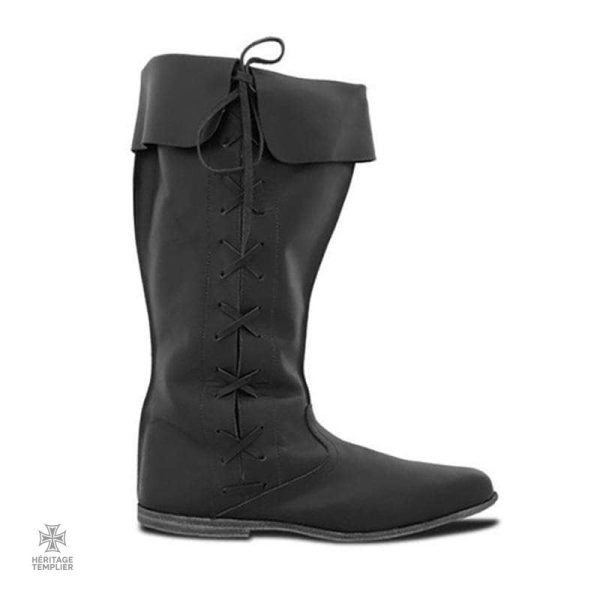 Bottes Templier en cuir noir, robustesse et style