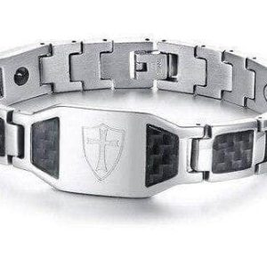 Bracelet Templier Argent avec motif de bouclier de l'Ordre
