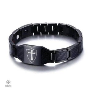 Bracelet Templier avec bouclier de l'Ordre Noir en design élégant