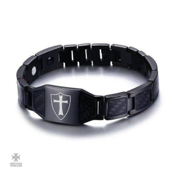 Bracelet Templier avec bouclier de l'Ordre Noir en design élégant