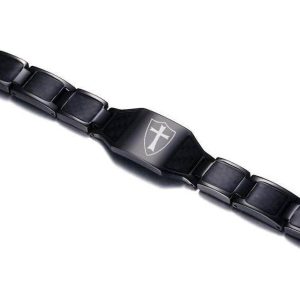 Bracelet inspiré des Templiers, orné du bouclier noir distinctif