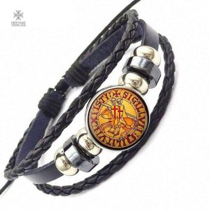 Bracelet Templier Monture Vaillante en acier et cuir