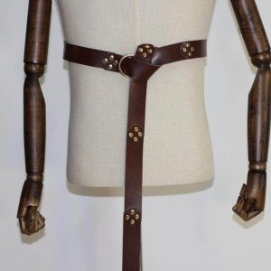 Ceinture en cuir Templier, variante marron avec éléments boutons