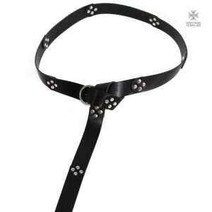 Ceinture Templier noire avec boutons, design classique et élégant