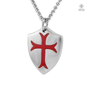 Pendentif Templier Croix Templière Rouge en métal décoratif