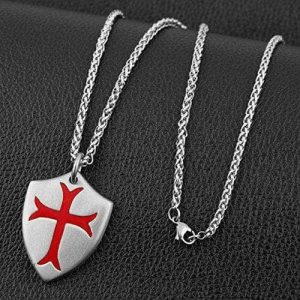 Pendentif Croix Templière avec design rouge distinctif