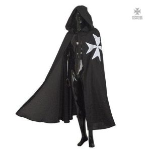 Déguisement Templier avec cape hospitalier noire