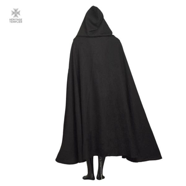 Cape noire pour déguisement Templier, style hospitalier