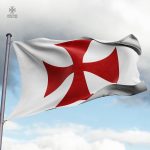 Drapeau Templiers, motif de la Croix du Temple sur fond élégant