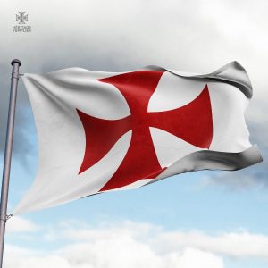 Drapeau Templiers, motif de la Croix du Temple sur fond élégant
