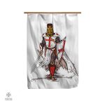 Drapeau Templier avec motif de chevalier