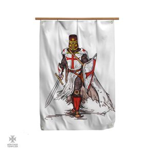 Drapeau Templier avec motif de chevalier