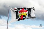 Drapeau Templiers avec inscription historique, emblème chevaleresque
