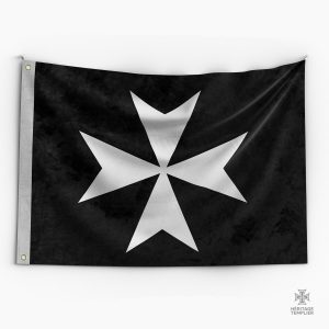 Drapeau Templier avec Croix Maltaise