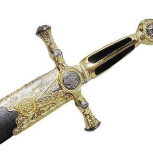 Épée maçonnique dorée, symbole de tradition et de savoir