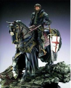 Cavalier Templier, figurine de collection sur un cheval, style médiéval