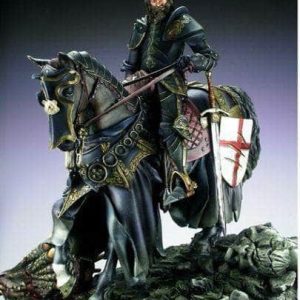 Cavalier Templier, figurine de collection sur un cheval, style médiéval