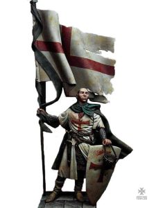 Figurine Templier avec bannière de l'Ordre