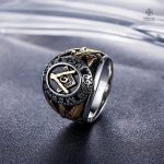 Bague Franc-Maçon avec symbole de maîtrise et artisanat raffiné
