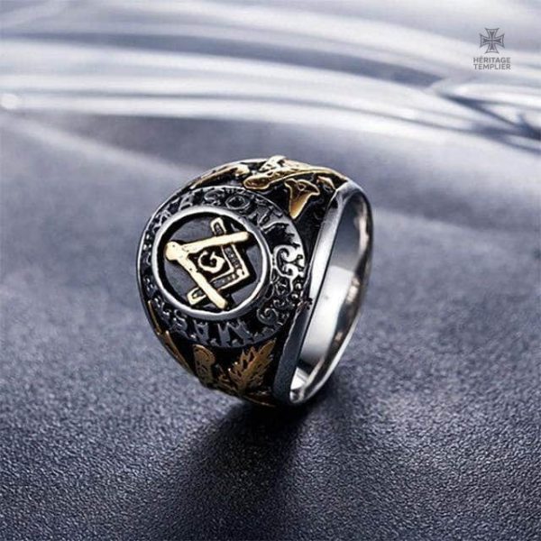 Bague Franc-Maçon avec symbole de maîtrise et artisanat raffiné