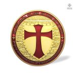 Monnaie Templier rouge dorée, lot de 5 pièces