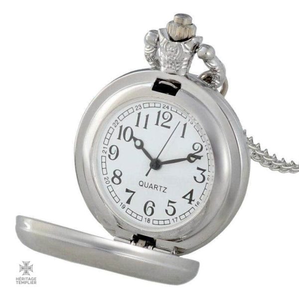 Montre de Poche Templier, design argenté raffiné