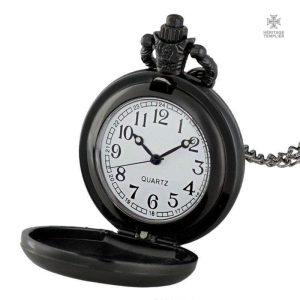 Montre de poche noire avec motif Templier élégant