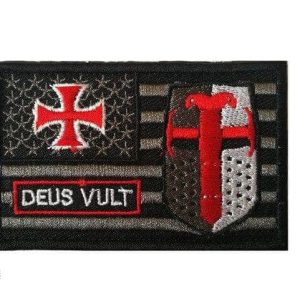 Écusson Templier "Deus Vult" en tissu brodé