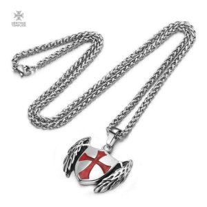 Pendentif Templiers avec motif angélique distinctif