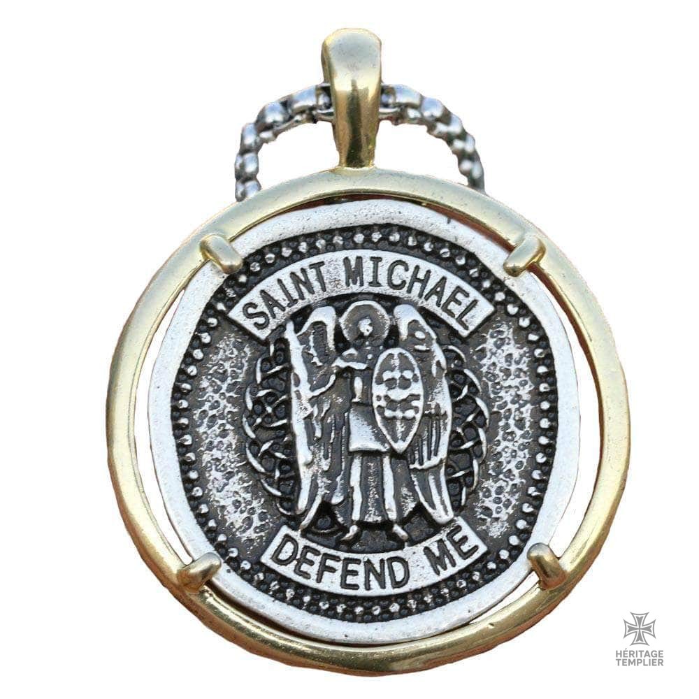 Pendentif Templier Defend Me avec symbole de chevalier