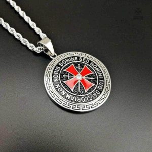 Pendentif argent Templier avec inscription historique