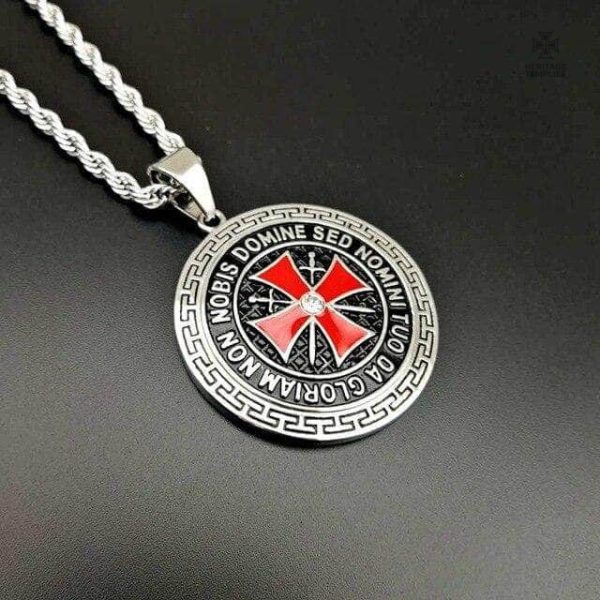 Pendentif argent Templier avec inscription historique