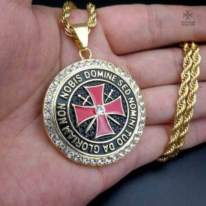 Ornement Templier, pendentif en zircon or, symbole de bravoure