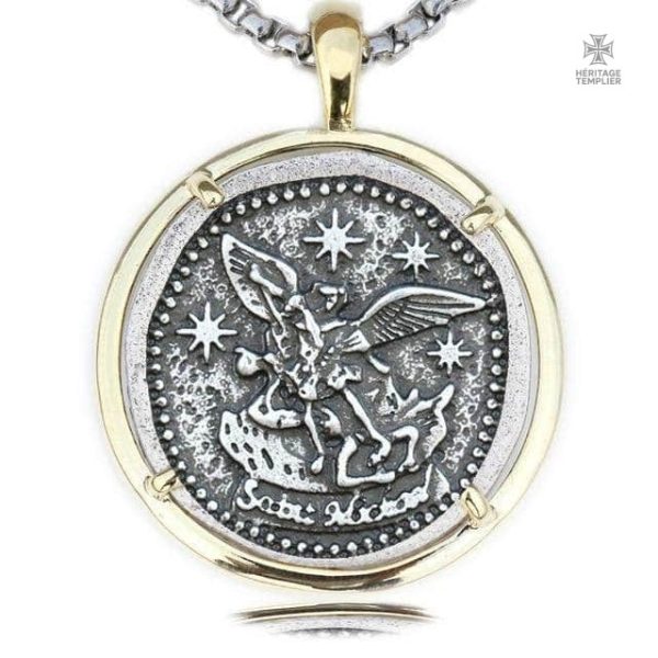 pendentif-templier-saint-michel-1 Pendentif Templier Saint-Michel en métal argenté