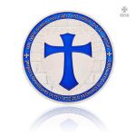Monnaie Templier bleue, symbole des chevaliers médiévaux