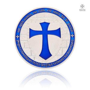 Monnaie Templier bleue, symbole des chevaliers médiévaux
