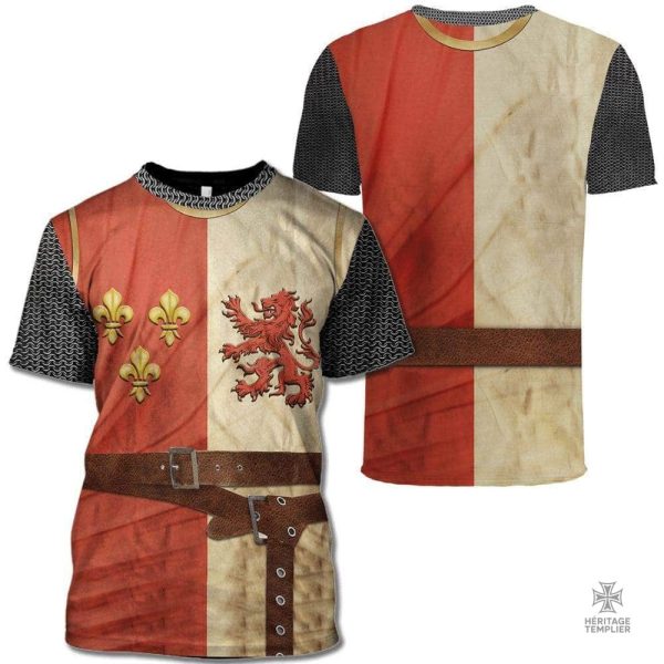 T-Shirt Templier avec emblème de lion héraldique