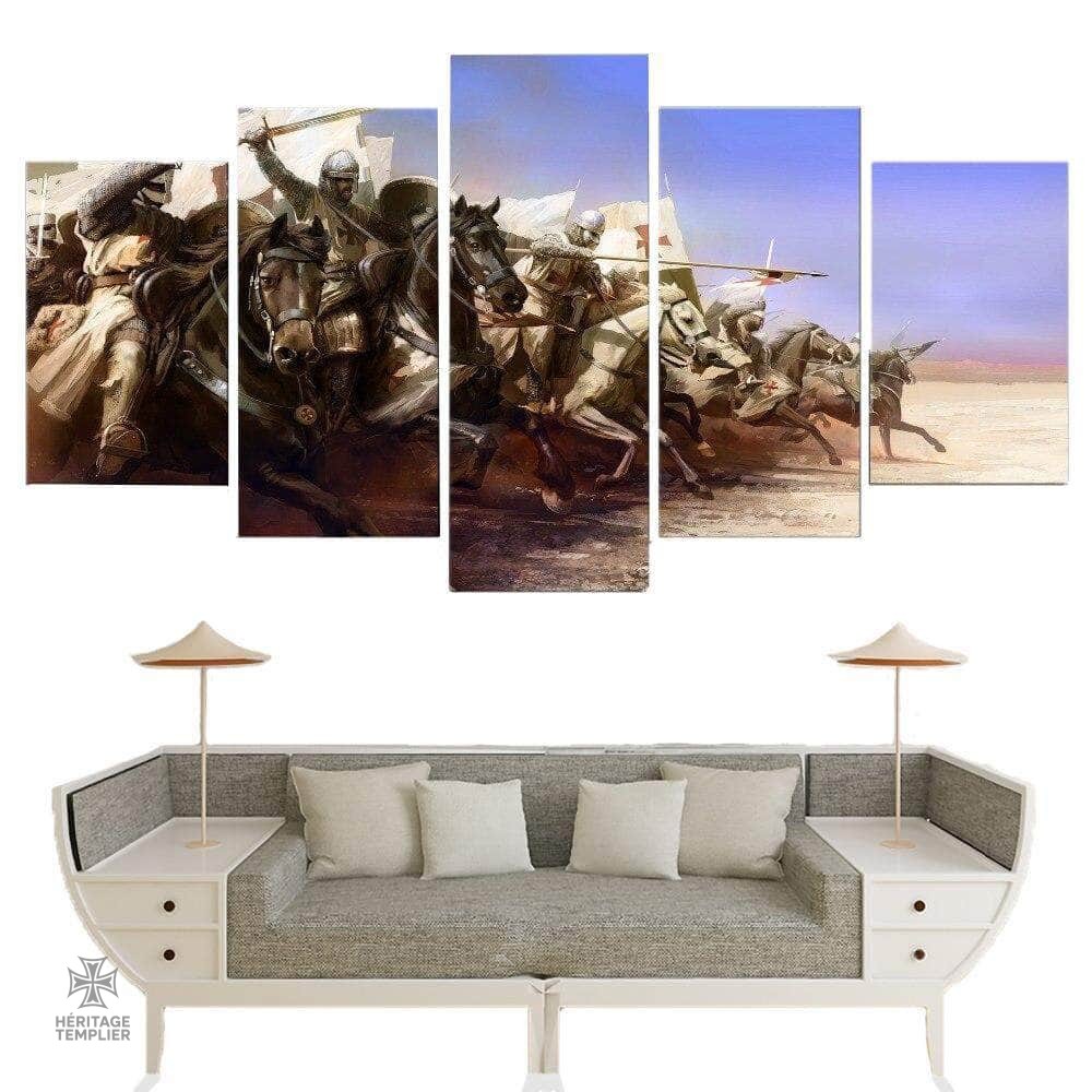 Tableau Templier en cinq pièces, design Charge Mortelle