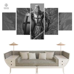Tableau Templier Preux Chevalier en 5 pièces